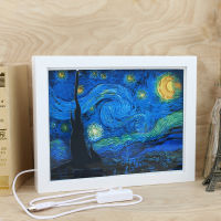 Van Goghs Starry Sky Home Decor Desktop Picture Frames Led Lamp 3D Wall Hanging Classic Paper Cut Art Light Painting Shadow Box