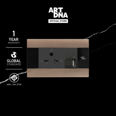ART DNA รุ่น A88 Single 3 Pin+Single USB Socket Size S สีวอร์มเกรย์ ขนาด 2x4 design switch สวิตซ์ไฟโมเดิร์น สวิตซ์ไฟสวยๆ
