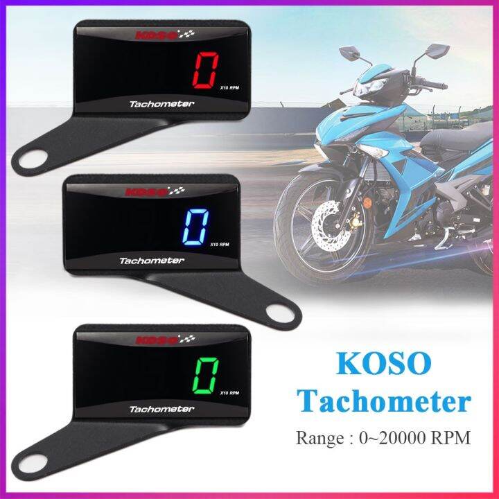 Motorcycle Koso Tachometer RPM Meter Mini Digital Square Display Engine Tach Hour Meter Gauge