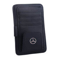 GISU MALL-Car Sun Visor with Card Holder Auto Multifunctional Glasses Pen Clip PU Leather Cars Interior Accessories For Benz Logo W211 W203 W210 W124 AMG W202 CLA W212 W220 W205 W201 A Class GLA