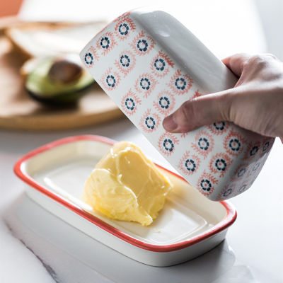Small Ceramic Butter Plate with Lid Kitchen Tableware Snack Dessert Dishware Mini Dish