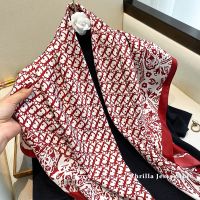 Letter Printed Ladies Fashion Accessories 90cm Square Hijab Soft Twill Scarf