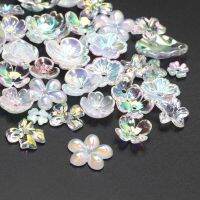 Various Styles Flower Shiny Gradient Color Transprant Acrylic Beads Flower Cap Spacer Beads For Making Jewelry DIY Accessories