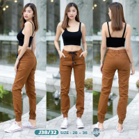 [Jogger pants] กางเกงขาจั้มผ้ายืดคอตตอน สีเรียบไม่มีกระเป๋า (เป้าซิป) J38/32 แนวเท่ๆ ใส่ได้ทั้งชายหญิงเนื้อผ้า ยืดหยุ่นสวมใส่สบายคล่องตัว