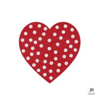 PRAW พรมวงกลม พรมขนสั้น กันลื่น แนบสนิทพื้น ดีไซน์ HEART-SH POLKA DOT RED ขนาด 75x75 cm