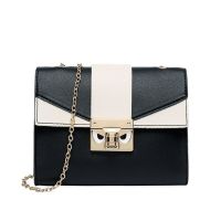 ☸ Bag 2023 New Contrast Lock Chain PU Small Fashion Cute Slung Mobile Phone In Stock.