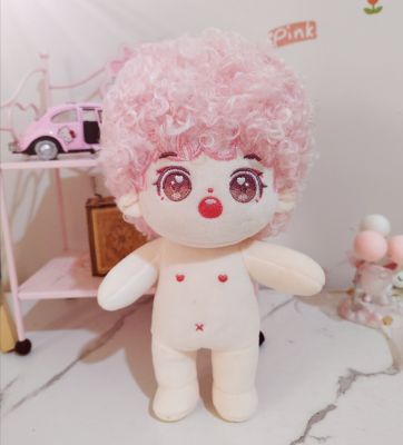 20cm Cute No Attributes Plush Naked Doll Strawberry Smoothie Pink Curly Hair Figure Doll Plushies Stuffed Toy Collection Gift