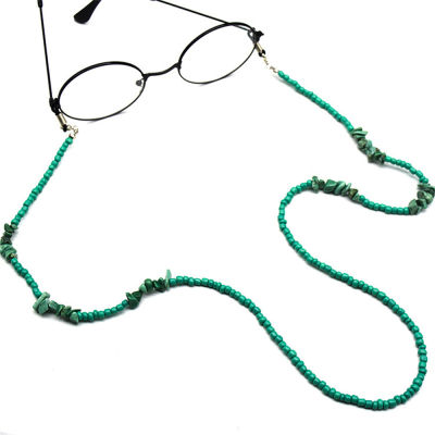 Women Green Stone Jewelry Face Chain Sunglasses Turquoise Eyeglass Chain