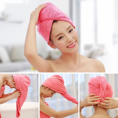 hotx 【cw】 Girls Hair Drying Hat Quick-dry Cap Microfiber Super Absorption Turban Dry