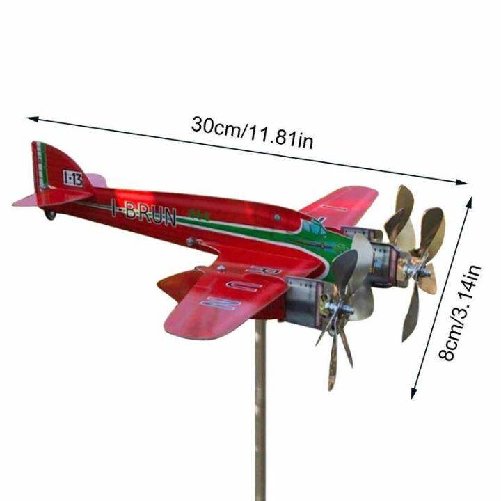 wind-spinners-3d-โลหะเครื่องบิน-plug-in-vane-spinning-decor-wind-chime-ตกแต่งสวน-party-supplies-เครื่องบิน-weathervane