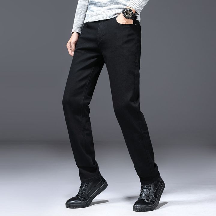 กางเกงยีนส์สีดำยืดขั้นสูง2023กางเกงยีนส์ธุรกิจแฟชั่นใหม่กางเกงชาย