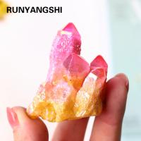 Natural Crystal Quartz colour Cluster Mineral Specimen Healing Brand New Multi color electroplating stone Home Stone Decor