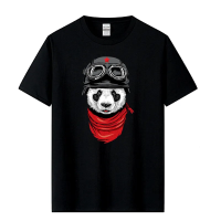 JHPKJMens High Quality 100% Cotton Funny Panda Pilot Print Summer Loose O-neck Men Tshirt Short Sleeve T-shirt Male Tees Tops 4XL 5XL 6XL