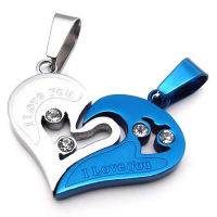 Jewelry 1 pair Friendship Chains Heart Stainless Steel Pendant with 45cm and 55cm Necklace, Ladies ,Gentlemen Necklace