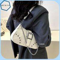 WENYA หรูหราสุดหรู หนังพียู พังก์สไตล์ ประณีตประณีตประณีต กระเป๋า Crossbody กระเป๋าสะพายไหล่ลายหมุด กระเป๋าโท้ท กระเป๋าแมสเซนเจอร์