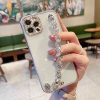 [Chaoke digital branch] 13Pro เคสสำหรับ iphone Iphone เพชรพลอยปลอมหรูหราของโทรศัพท์สูงสุด12 11 XR XS สูงสุดกรอบป้องกันสายรัดข้อมือสร้อยข้อมือส่องแสงเป็นประกายวิบวับ