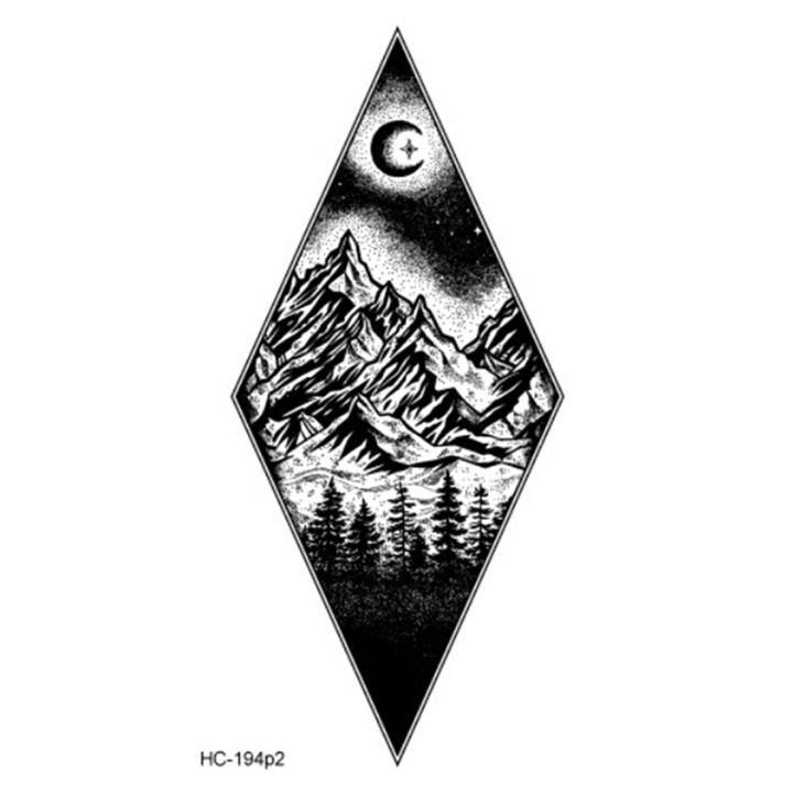 YILU Moon Mountain Temporary Tattoo Sticker Ecology Fake Planet ...