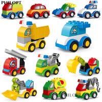 Building Blocks Excavators Trailer Toy Car Childrens Educational Toys Compatible with Large Particle Blocks Creativity Building Sets