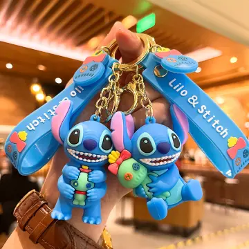 Disney Anime Figure Lilo & Stitch Keychain Cartoon Stitch Model Pvc Bag  Pendant Car Keyring Kids Toys Boys Girls Keychain Gifts