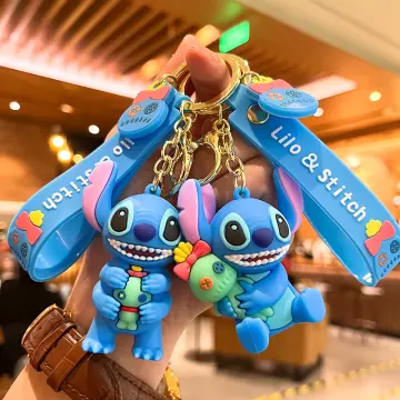 Disney Stitch Toys Anime Stitch Pendant Keychain Sweet Pink Angel Car  Keyring