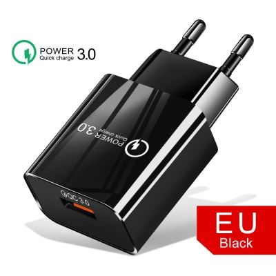 18W USB Charger Fast Charge QC 3.0 Wall Charging For iPhone 13 12 11 X pro max Samsung Xiaomi Mobile EU US Plug Adapter Travel