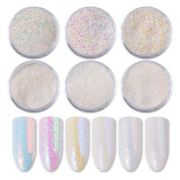 Qkiss 6pcs 1g/bottleWhite Photoluminescent Powder Glitter Bright Fluorescent For DIY Nail Art Sequins