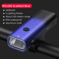 THLT9A ROCKBROS Bicycle Light Front 600Lumen IPX6 Bike Light Rechargeable 2600MAh 5Modes Flashlight Cycling Lamp Accessories