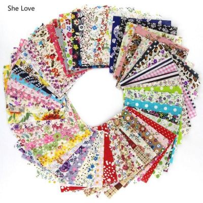 Chzimade 50Pcs/lot Mixed Dots Stripe Floral Pattern Printed Fabric 10x10cm Cotton Fabric For Patchwork Dress Texitle Materials