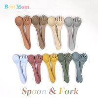 Silicone Soft Toddler Dinnerware Spoon Fork Food Grade Feeding Tool Baby-Led Baby items 2023 Retro Feeding Tools Bowl Fork Spoon Sets