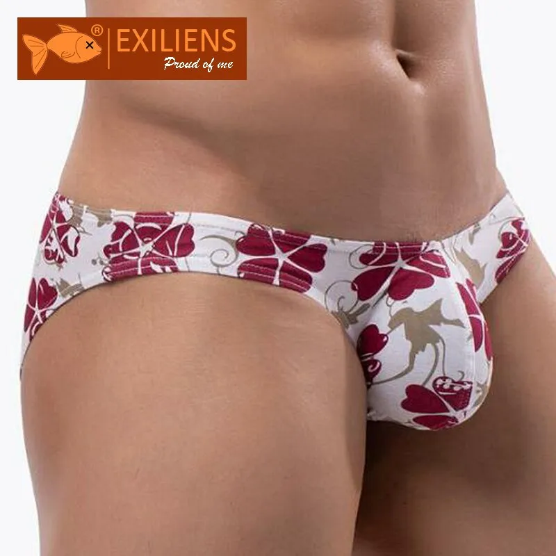 Exiliens marca sexy flores roupa interior dos homens breve impressão briefs  masculino ropa interior hombre calzoncillos tamanho M-XXL 