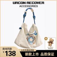 ◆♠ UR embroidered canvas tote bag female 2023 new commuter large capacity A4 textbook bag fitness sports Messenger bag