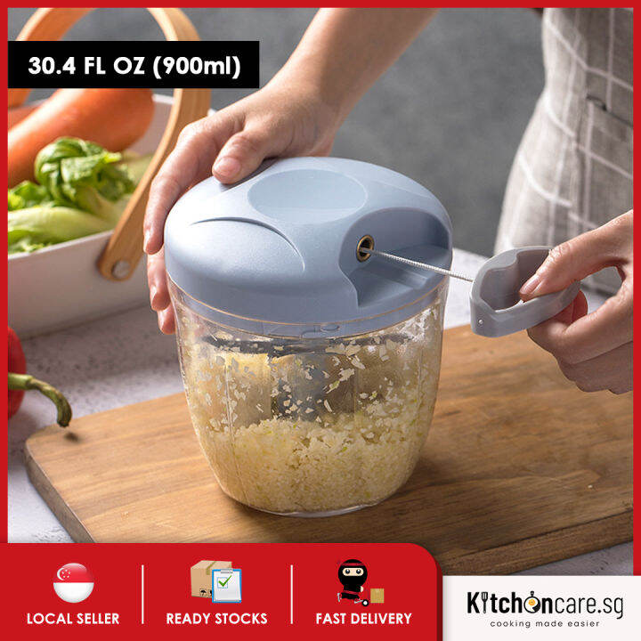 Large 5 Blades Manual Pull and Hand Held Food Blender Chopper, 900ML