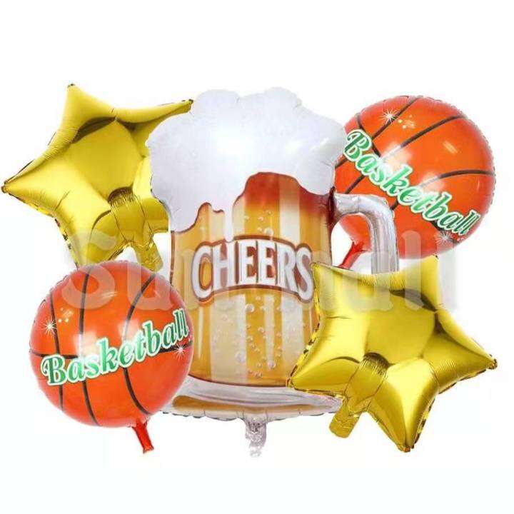 5pcs / Set Basketball Beer Mug Cheers Shape Balloons Party