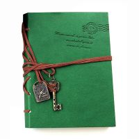 D9Classic Retro Leather Bound Blank Pages Journal Diary Notepad Notebook Green 143*105*20mm.