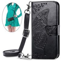 Crossbody Leather Flip Case For Samsung Galaxy S20 Plus FE S21 Note 20 Ultra J3 J7 A7 2018 Card Holder Strap Cord Wallet Cover