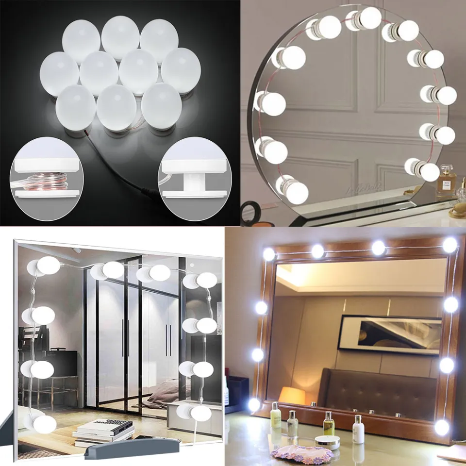 MELEDE Hollywood Style LED Vanity Mirror Lights Kit With 10 Dimmable Light  Bulbs For Makeup Dressing