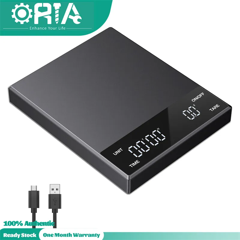 Digital Coffee Scale with Timer LED Screen Espresso USB 3kg Max.Weighing  0.1g High Precision Measures in Oz/ml/g Kitchen Scale
