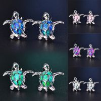 [HOT] FDLK Cute Sea Turtle Earring Creative Lovely Animal Imitation Fire Opal Ear Stud Earring For Women Girl Trendy Jewelry