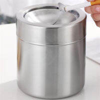 Stainless Steel Windproof Ashtray Car Small Ashbin Waste Storage Box with Folding Cover Home Office Desktop Trash Can Best Gifts