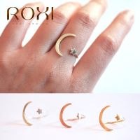 【❉HOT SALE❉】 suncila Roxi แหวนเปิดรูปดาวแบบสมมาตรสำหรับผู้หญิงเครื่องประดับ925เงินสเตอร์ลิงอัญมณีรูปพรรณสำหรับผู้หญิงแหวนเงินผ่าดวงจันทร์