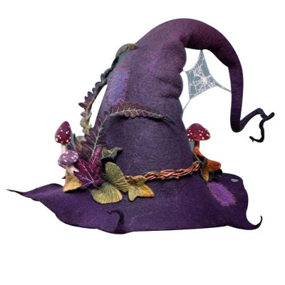 2022 Newly Halloween Costume Party Felt Witch Hats With Flower Handmade Halloween Party Cosplay Props For Women Шляпа Ведьмы