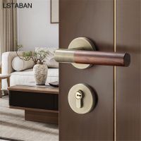 Zinc Alloy Bedroom Interior Split Anti-theft Door Lock Aluminium Alloy Imitation Wood Grain Handle Security Mute Mechanical Lock