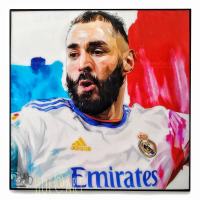 Karim Benzema คาริม เบนเซม่า Real Madrid เรอัลมาดริด Hala Madrid รูปภาพ​ติด​ผนัง​ pop art พร้อมกรอบและที่แขวน ฟุตบอล​ กรอบรูป​​ รูปภาพ