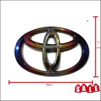 LOGO หน้ากะจัง Vigo FORTUNER CHR CARMRY โลโก้ติดรถยนต์ โลโก้ Toyota 16 x 11 สีไทเทเงิน มีกาวด้านหลังสามารถติดตั้งได้ทันที ราคาถูกที่สุด