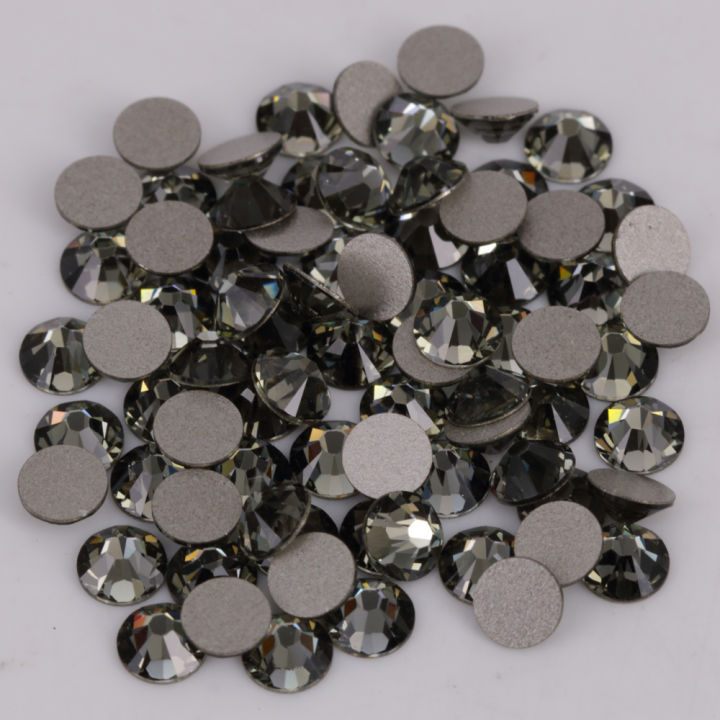Good Quality ss3-ss34 Black Diamond Flat Back Nail Art Crystals Glue On Non Hotfix Rhinestones