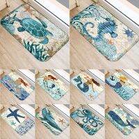 Ocean Animal Pattern Doormats Sea Turtle Octopus Decor Kitchen Door Mats 40x60 Velvet Carpet Indoor Floor Bathroom Anti-Slip Rug