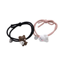 BODHI 2Pcs สร้อยข้อมือคู่การ์ตูนแม่เหล็กการจับคู่คนรักสายรัดข้อมือเครื่องประดับอัญมณีแฟชั่นสำหรับวันวาเลนไทน์