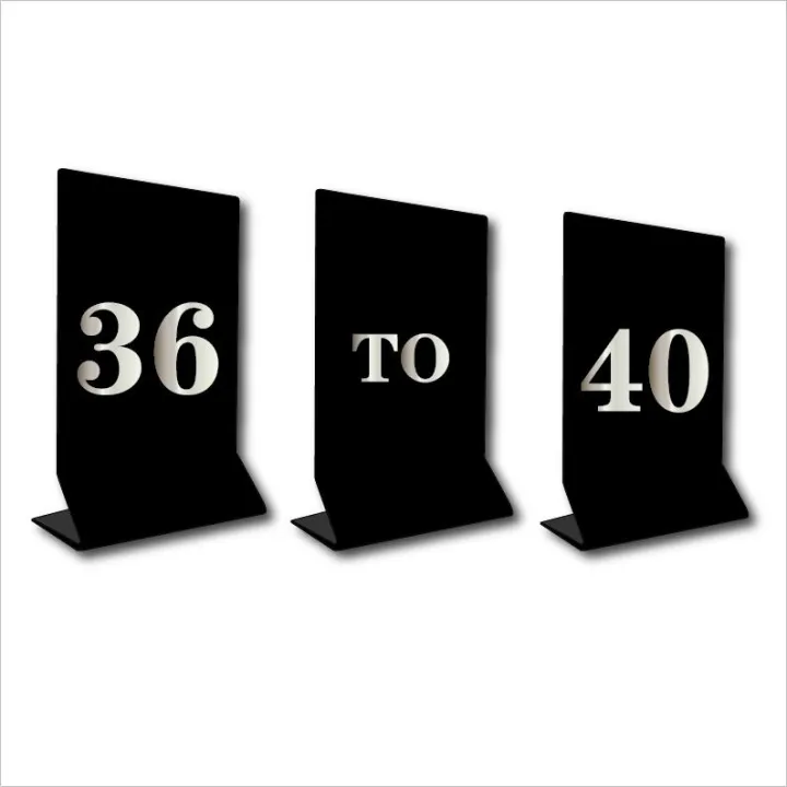 TABLE TOP NUMBERS / ORDER NUMBERS 36 OT 40 BLACK ACRYLIC SIGN BOARD
