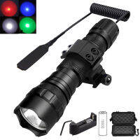 【เรือจากประเทศไทย】T6 ไฟฉาย ไฟฉายแรงสูง Tactical Flashlight Torch Light ไฟฉายยุทธวิธี 1600 ลูเมนพร้อมคลิปยึดไฟฉาย + 18650 แบตเตอรี่แบบชาร์จได้ + สวิตช์รีโมท สวิตช์ไฟล่าสัตว์กลางแจ้ง