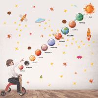 Cartoon Solar System Planets Wall Sticker Child Room Home Decoration Mural Wallpaper Bedroom Nursery Stickers Kids Gifts